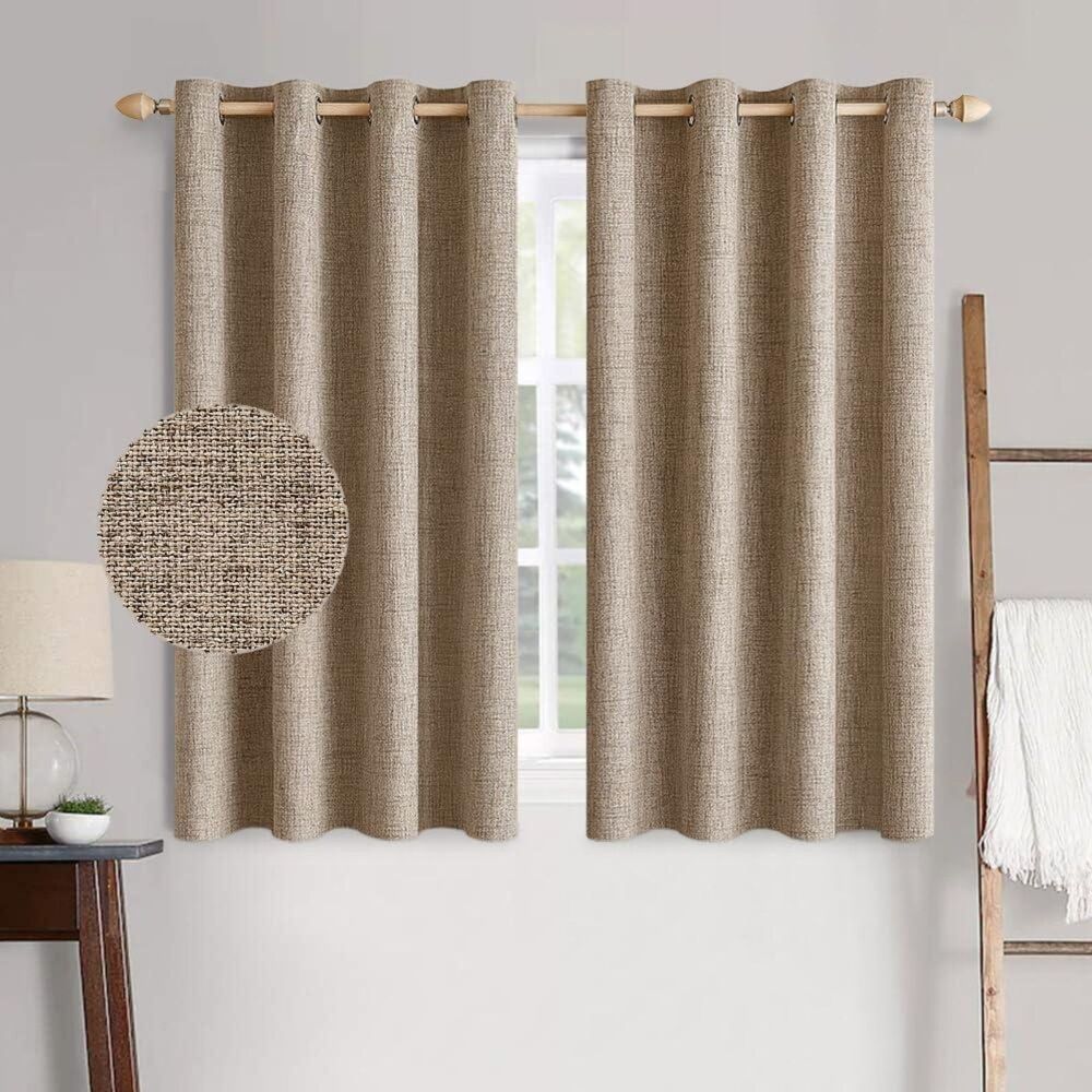 Brand New MIULEE 100% Blackout Linen Curtains Copper Brown 52"W × 45"L 2 Panels